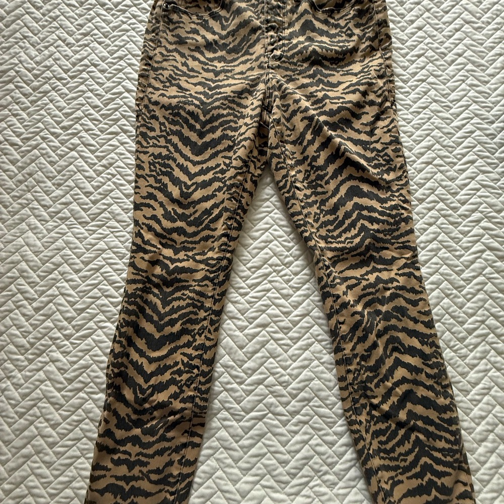 Good American Black and Tan Animal Print Pants